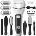 Callus Remover for Feet, 13-in-1 Professional Pedicure Tools Foot Care Kit, Foot Scrubber Electric Feet File Pedi for Hard Cracked Dry Dead Skin, 3 Rollers, 2 Speed, Battery Display (White&Grey)