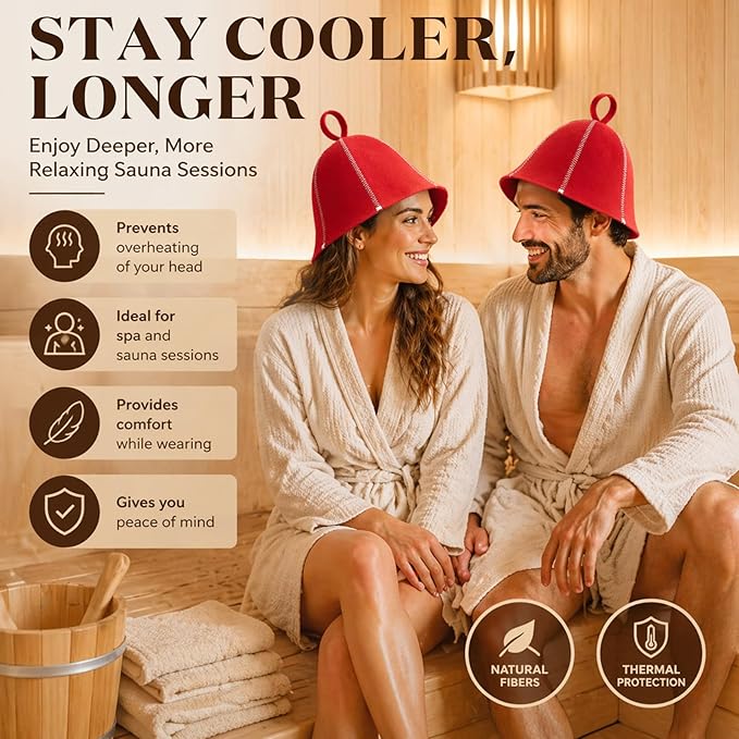 JaGely Sauna Hat for Men Women Sauna Hat Vaporarium Cap Russian Banya Cap for Bath House Accessories