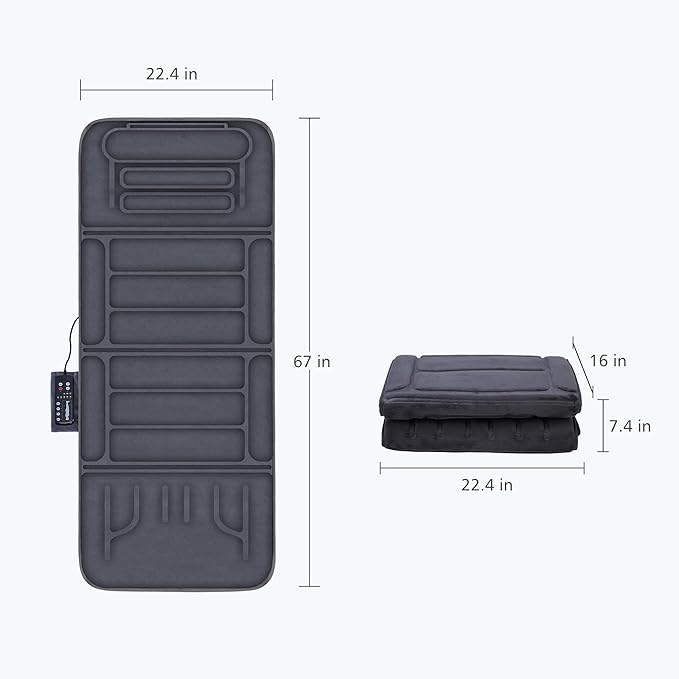 COMFIER Massage Mat Full Body,Massage Pad with 10 Vibration Motors,Back Massager Pad with Heat