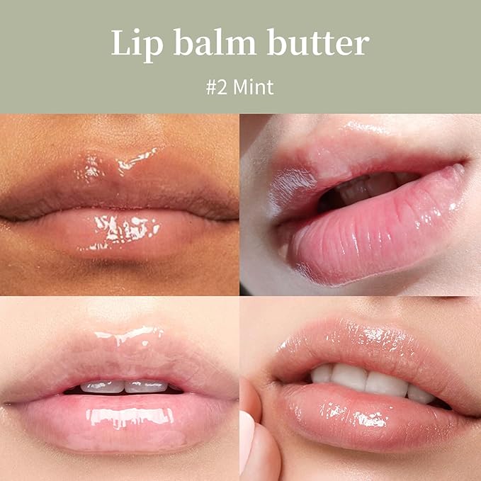 URQT Lip Butter Balm, Hydrating, Nourishing & Softening Lip Care with Natural Oils & Fruit Extracts, Long-Lasting Moisture, Non-Sticky Shine, Soften Dry Lips Lip Care (#2 Mint)