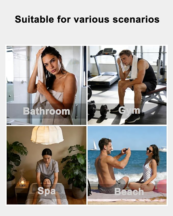 sakano Family Sized 8 Piece Towel Bundle, 4 Bath Towels and 4 Hand Towels, Mixed Color, Ultra Absorbent Soft, Fade-Resistant Lint-Free, Great for Daily Use and Spa - Khaki+White+Light Grey+Dark Grey