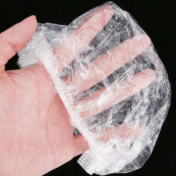 100pcs Shower Caps Disposable, Thicker and Larger Waterproof Clear Hair Bath Caps, Premium Plastic Hair Cap for Women, Spa, Hair Solon, Travel, Hotel and Home Use(Size 20IN/50CM)