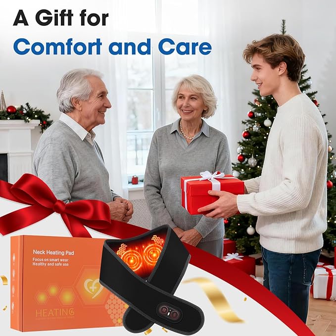Cordless Neck Heating Pad for Pain, Neck Massager with 660nm 850nm Red Light, Neck Heating Pad for Pain Electric, Heated Neck Brace Wrap for Soreness Stiffness Pain Relief