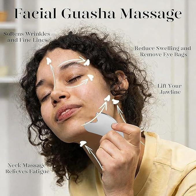 2 PCS Set Lymphatic Contour Face Brush,Stainless Steel Guasha Tool,Lymphatic Drainage Massager for Face,Ergonomically Designed to Fit The Skin Precisely and Relieve Fatigue,Skincare Gift for Women