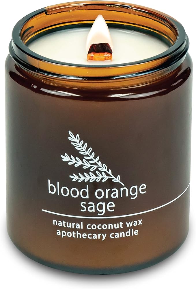 Hemlock Park Blood Orange Sage Apothecary Hand-Poured Scented Candle | Crackling Wood Wick, Botanical Fragrance & Coconut Wax | Up to 60 Hour Burn Time | 8 oz