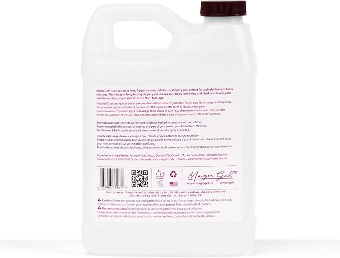 Magic Gel Nuru Massage Therapy Gel | Naturally Stain, Flavor and Fragrance Free | Ideal for Massage, Sore Muscles, Dry Skin | 33.8 Oz