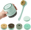Electric Dry Brushing Body Brush for Lymphatic Drainage: Natural Bristle 5-in-1 Dry Brush with Handle for Cellulite, Exfoliating, Waterproof Back Shower Scrubber for Men/Women