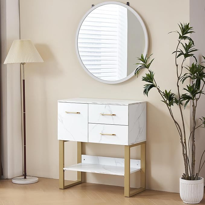 BarberPub Beauty Barber Station, Spa Wall Mount Storage Cabinet, Salon Equipment for Hair Stylist, Spa Beauty Makeup Organizer, 31.4"(L) x 16.5"(W) x 35.7"(H) 3185 (White)
