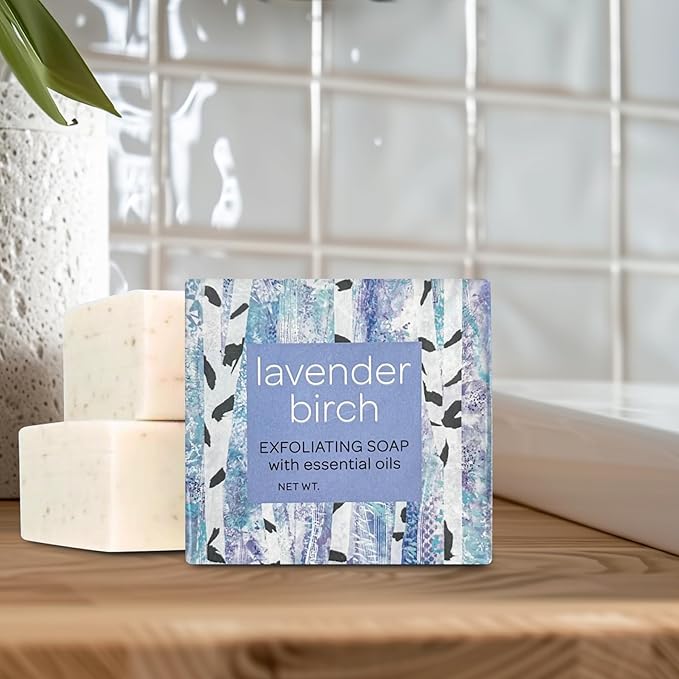 Greenwich Bay Mini Botanical Soap Bars – 12 Pack 1.9 oz Each – Individually Wrapped Guest Soaps for Airbnb, Spa, Travel, Bath – Travel Size Bar Soap Set, Lavender Birch