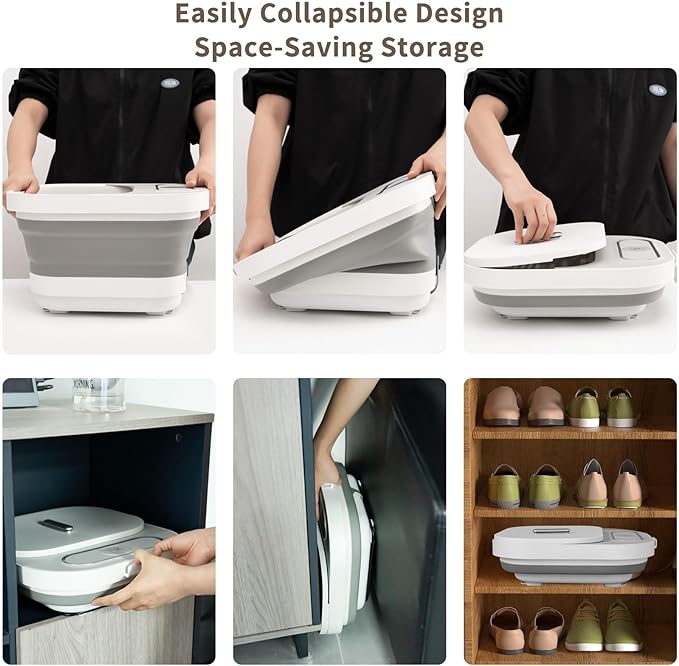 UNIFULL Collapsible Foot Spa Bath with Heat and Massage Rollers, Bubble, Foot Pedicure Kit, Temperature Control, Red Light, Pedicure Foot Spa, Foot Bath
