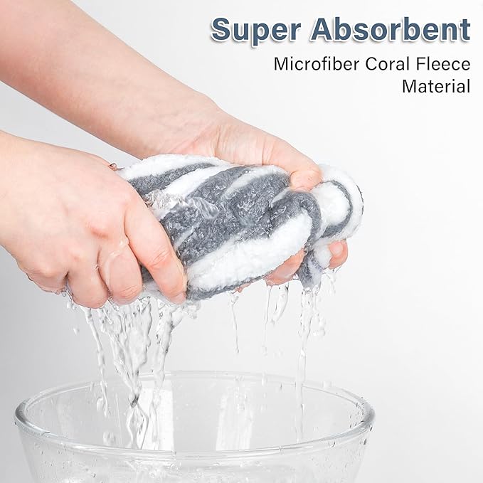 Microfiber Hair Towel Wrap, Soft Lightweight Hair Turben Towel, Super Absorbent Quick Dry Hair Turban with Button, Larger Microfiber Hair Towels for Women Curly Long Hair