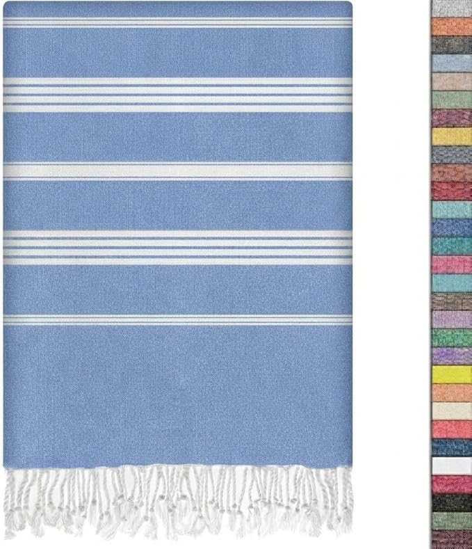 EPHESUS TOWELS Turkish Beach Towel - 38x70 inch Oversized - Sultan Design - Turkish Towel for Beach, Bath, Pool, Gym, Yoga - Prewashed, Lightweight, Quick Dry (Midnight Oil Blue, Sultan)