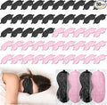 Newcotte 50 Pcs Silk Sleep Eye Mask for Sleeping Adjustable Elastic Strap Blackout Smooth Soft No Pressure Eye Covers for Women and Men Comfortable Blindfolds(Pink,Black)