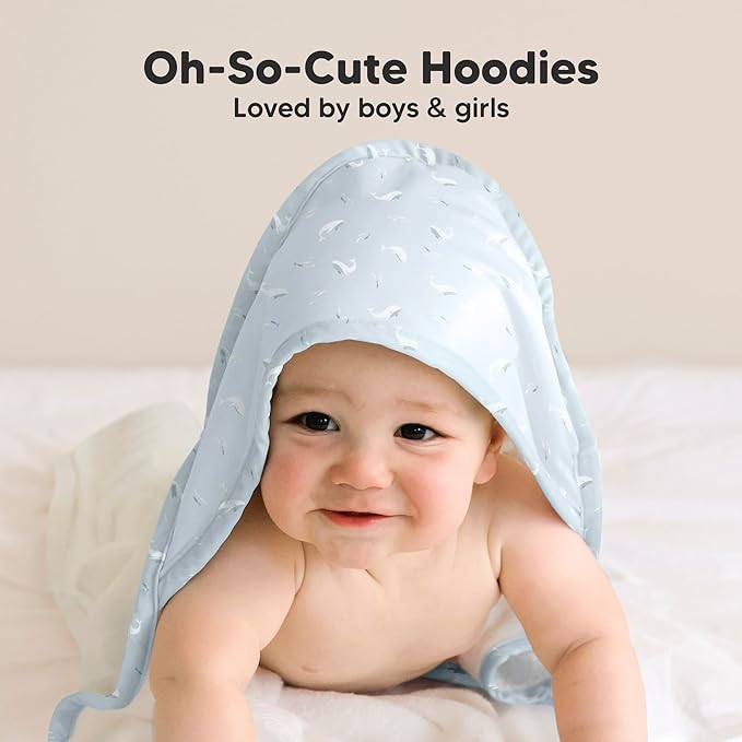 KeaBabies Hooded Baby Towel for Newborn - Viscose Derived from Bamboo Large Baby Bath Towels with Hood for Boys, Girls, Toddler, Extra Absorbent & Soft Newborn Bath Essentials (Beach Day, Regular)