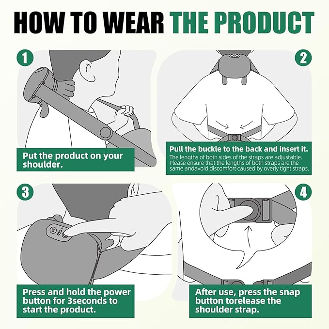 Shoulder & Neck Massager with Heat, 4D Kneading Neck Massager with Bionic Finger Design, Deep Tissue Massage to Relieve Muscle Tension, Home & Office Use (Green)