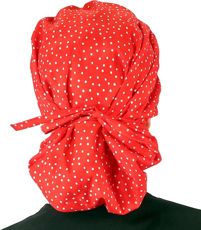 Sparkling EARTH Banded Bouffant Surgical Scrub Ponytail Working Caps and Built-in Sweatband - 100% Cotton - Made in The USA