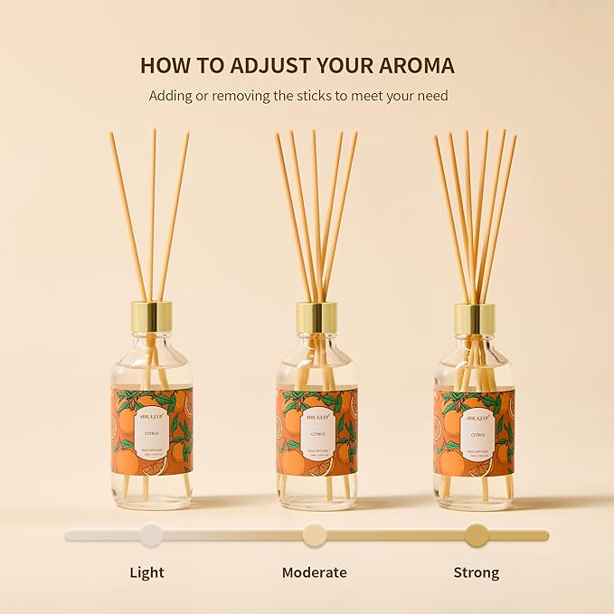 Airkeep Reed Diffuser Oil Set with Reed Sticks, Gardenia Aromatherapy Oil Scent Diffuser for Home Office Bathroom Decoration Perfume and Gifts 3.38 oz/100ml
