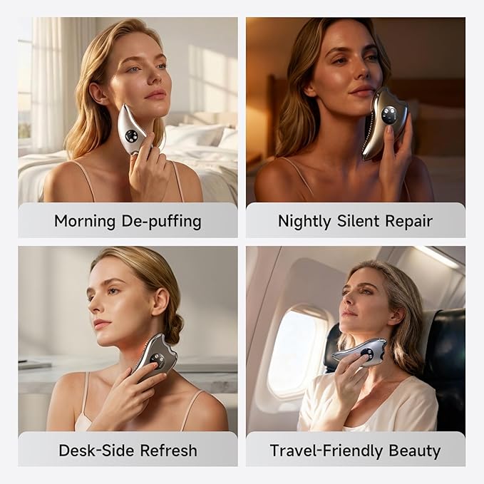 Electric Face Massager Tool with Micro-current & Heated, 2-in-1 Dual-Sided Electric Gua Sha for Chin, Arms, Legs, No-Noise Gua Sha Facial Tool for Firming, Sculpting & Skincare
