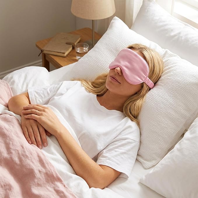 Satin Sleep Mask, 6 Pack Pink Silk Eye Mask for Sleeping Breathable with Elastic Strap, Soft Sleeping Blindfold Eye Cover Comfortable Travel Office Night Sleeping Party Games for Women
