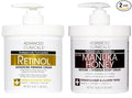 Advanced Clinicals Unscented Retinol Body Lotion & Face Moisturizer + Manuka Honey Body Cream For Women & Men | 2PC Skincare Set Helps Reduce Appearance Of Crepey Skin + Extremely Dry Skin, 2pc Set
