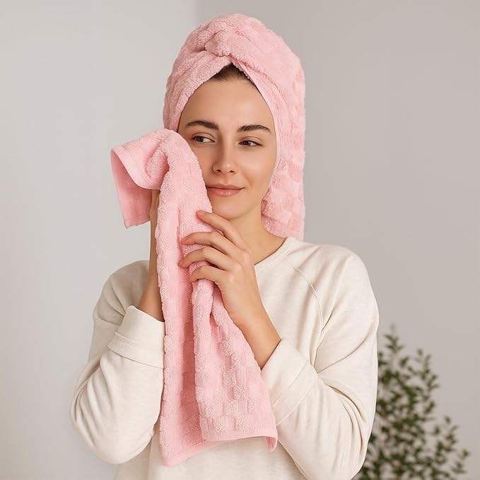 REDKISS 4 Pack Pink Microfiber Bath Towels - Extra Large Waffle Towels Set for Bathroom, Super Absorbent Towel Set of 4 Lagre, Quick Dry Bathroom Towel for Spa, Gym,Travel, Lint Free, Ultra Soft