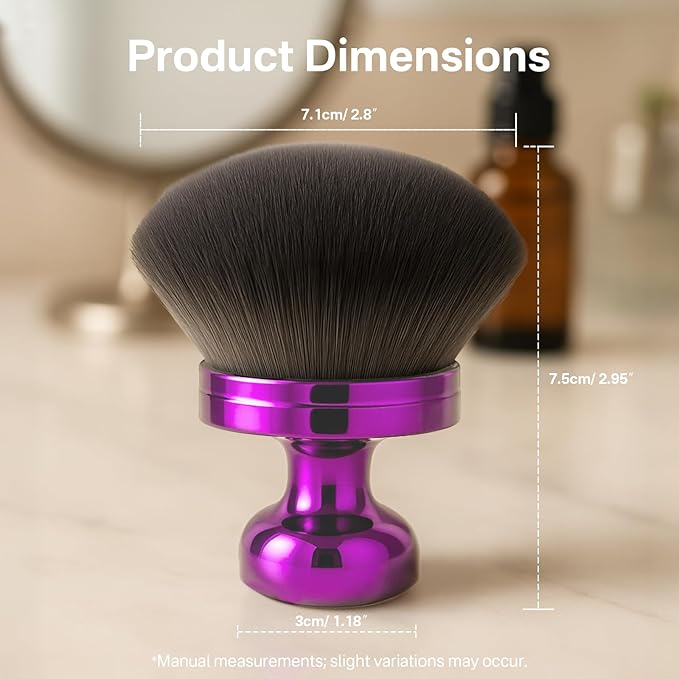 Kabuki Self Tanner Brush – Round Dome Blending Brush for Face & Body, Palm-Grip Applicator for Smooth, Streak-Free Tan | Soft Synthetic Bristles, Washable & Reusable (Purple)