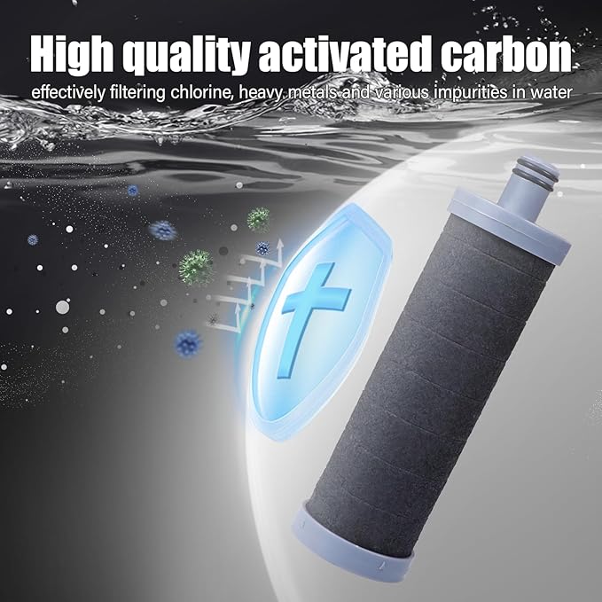 Carbon Shower Filter Cartridge 2PCS, Compatible with Shower Filter System, Reduces Chlorine, Heavy Metals & Impurities