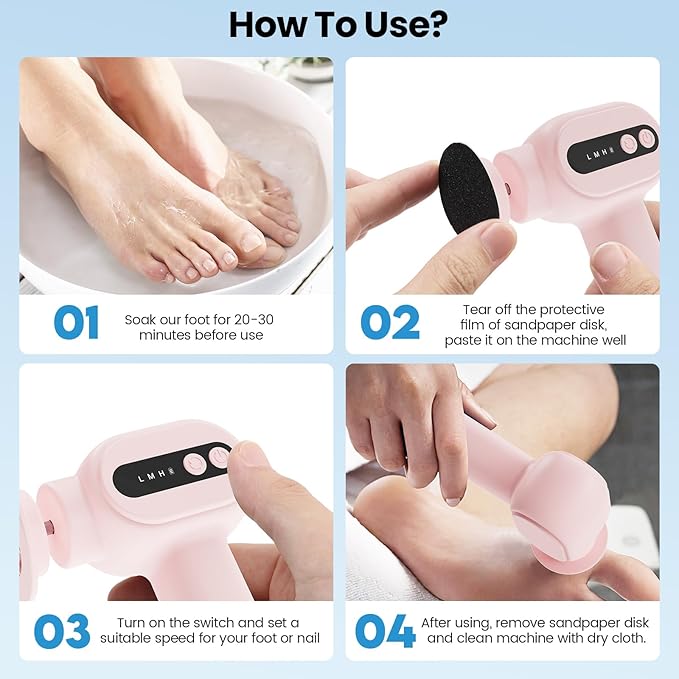 Electric Callus Remover for Feet, 2 in 1 Cordless Foot File Grinder Scrubber for Dead Skin, Adjustable Speed Rechargeable with Sandpaper Discs, Professional Pedicure Tools Gifts for Women Girls (Pink)