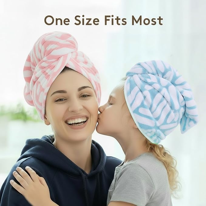 2-Pack Women's Microfiber Hair Towel Wrap: 50% Faster Drying, Ultra - Absorbent & Anti - Frizz for Long and Curly Hair! 16 * 26 Inches Oversized, Lightweight for Travel, Gym, Spa & Home Use