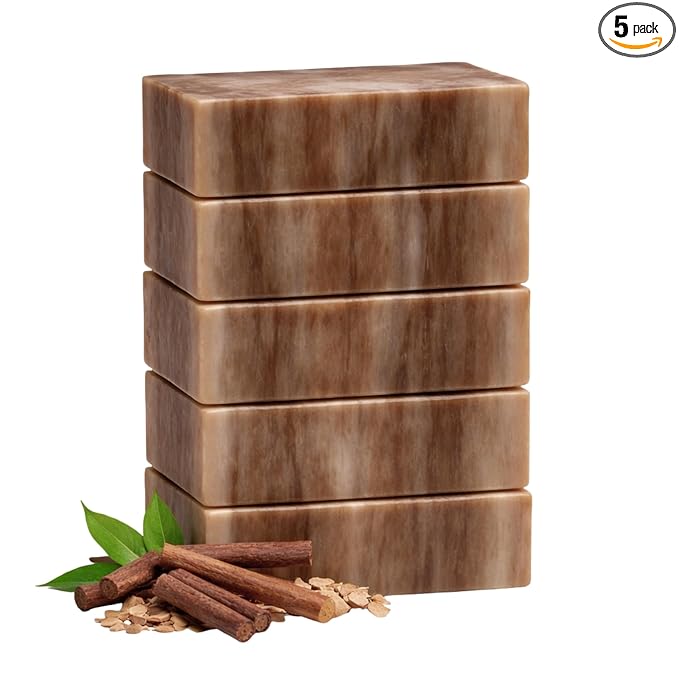 SSA Sandalwood Scented Natural Bar Soap 5 Pack, Australian Triple Milled Moisturizing Bath Bars with Organic Shea Butter, Long Lasting Plant Based Body Soap for Men & Women, Gentle for Sensitive Skin
