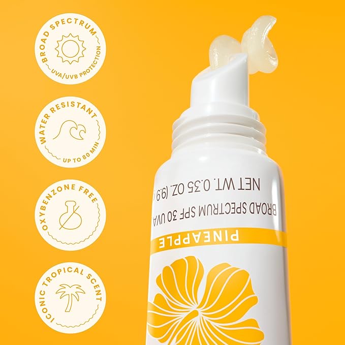 Hawaiian Tropic Lip Sunscreen SPF 30, Pineapple | SPF Lip Balm, Beach Essentials, Travel Size Sunscreen for Lips, 0.3 oz