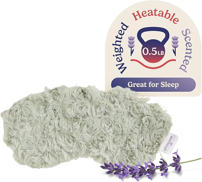 warmies Microwavable Eye Mask for Warmth & Comfort - Heat & Cooling Eye Compress for Dryness Relief - Weighted & Heated Lavender Sleep Mask for Calming Relaxation - Curly Sage