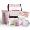 Natural Amor Relaxation Spa Gift Set for Women, 5 Piece Bath & Body Box with Candle, Hand Cream, Bath Bombs & Headband, Self Care Gift for Her