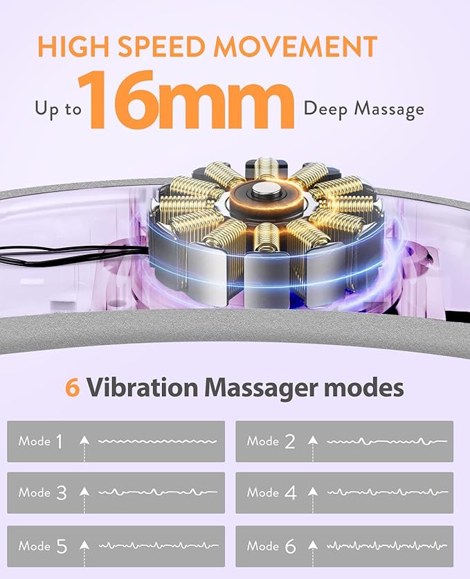 Portable Heating Pad for Period Cramps: Cordless Menstrual Heating Pad with 6 Heat Levels and 6 Massage Modes, 3s Fast Heating Gift for Women and Girl(Purple)