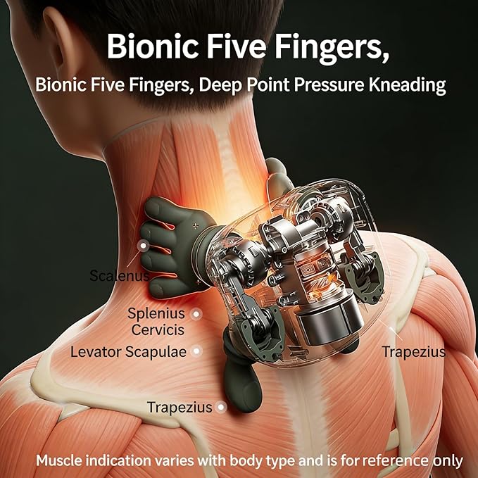 Portable Finger Pressure Neck and Back Massager with Heated Massage Tool, Electric deep Tissue 4D kneading Massage, simulating Human Relaxation and Muscle Pressure Relief