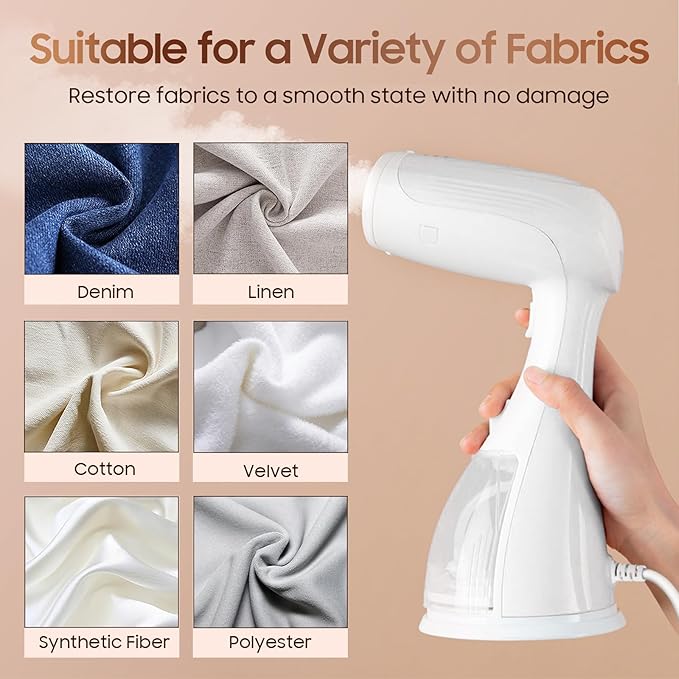 Portable Hand Held Steamer for Clothes - 1350W Handheld Clothes Steamer, 15S Rapid Heating, Garment Wrinkle Remover Fastly Make Clothes Soft, Large-Capacity Iron for Hotels/Travel, Mother's Day