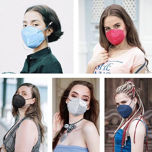 HUHETA KN95 Face Mask, 30 Pack Individually Wrapped, 5-Ply Breathable & Comfortable Safety Mask, Filter Efficiency=95%, Protective Cup Dust Masks Against PM2.5 (Blue Mask)