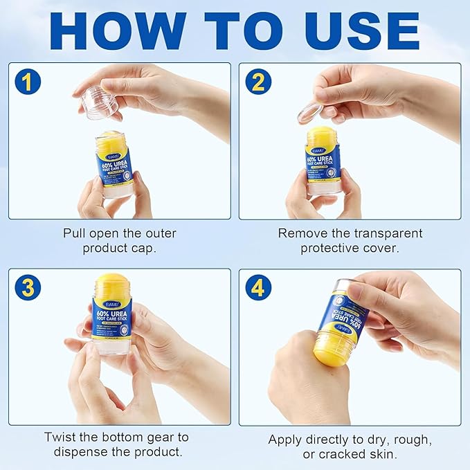 Urea Cream Stick 60% + 2% Salicylic Acid, Foot & Hand Balm for Dry, Cracked Heels & Rough Skin, 60 Percent Urea Lotion for Feet Maximum Strength,Callus Remover & Skin Softener, Soften Dead Skin1.4 oz