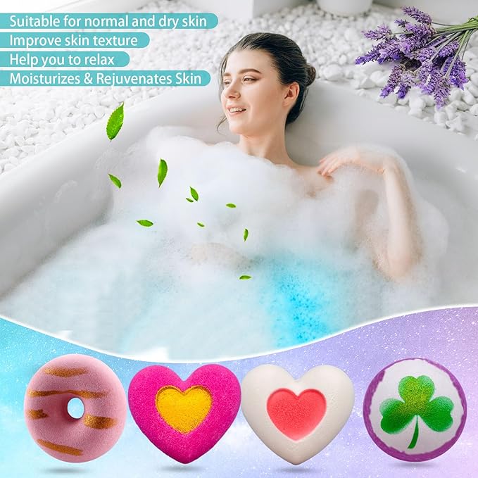 Bath Bombs for Girls - Bath Bombs, Mothers Day for Women Kids Bubble Bath, Handmade Bath Bomb Gift Set Bathbombs Relaxing Spa Gifts Basket for Her Wife Mom Birthday Gifts