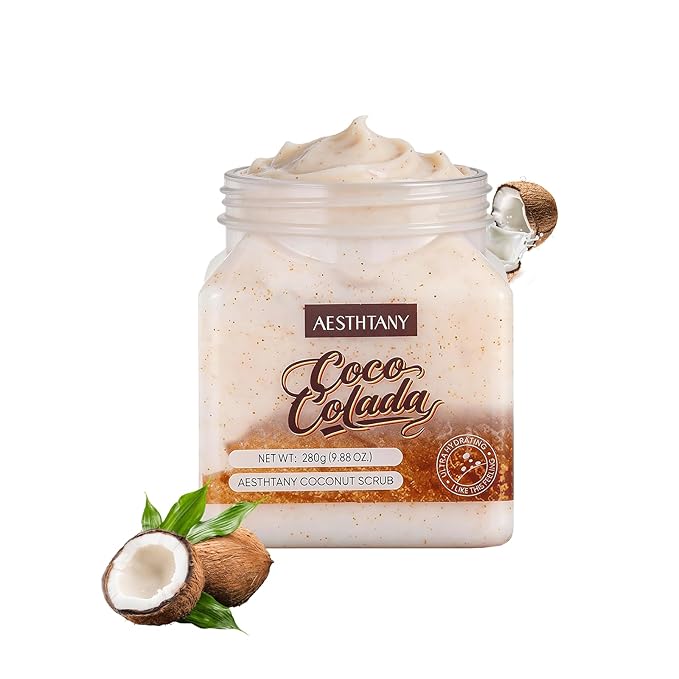 Coconut Body Scrub &Avocado Face & Body ScrubMoisturizing and Exfoliating Body, Face, Hand, Foot Scrub,Deep Cleansing 350ml (280g, coconut)