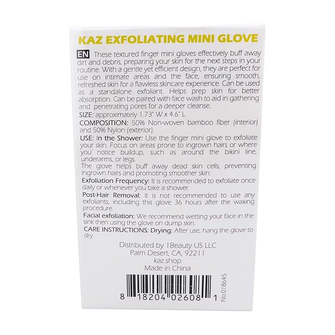 Waxness Kaz Exfoliating Mini Glove Finger Scrubber for Dead Skin Removal & Gentle Facial and Body Exfoliation, 4 Pack – Professional Skin Care