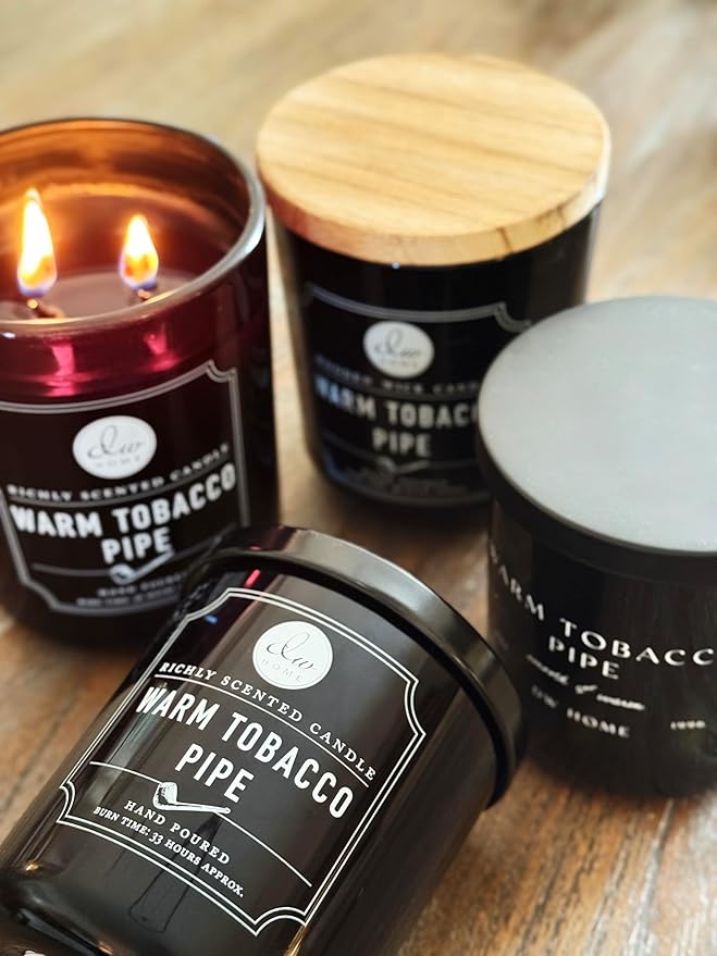 DW Home Warm Tobacco Pipe Scented Candle for Home, 9 oz, Copper Lid Single Wick Candle Jar, Up to 33H Burn Time, Luxury Scented Candle for Relaxation, Gifting, Home Decor