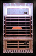 OUTEXER Infrared Sauna 2000W Wooden Saunas Home Spa Room Wood Low-EMF Indoor Saunas with with 7 Color Starry Sky Ceiling Light for Two Person 74.8 * 47.2 * 41.3Inch