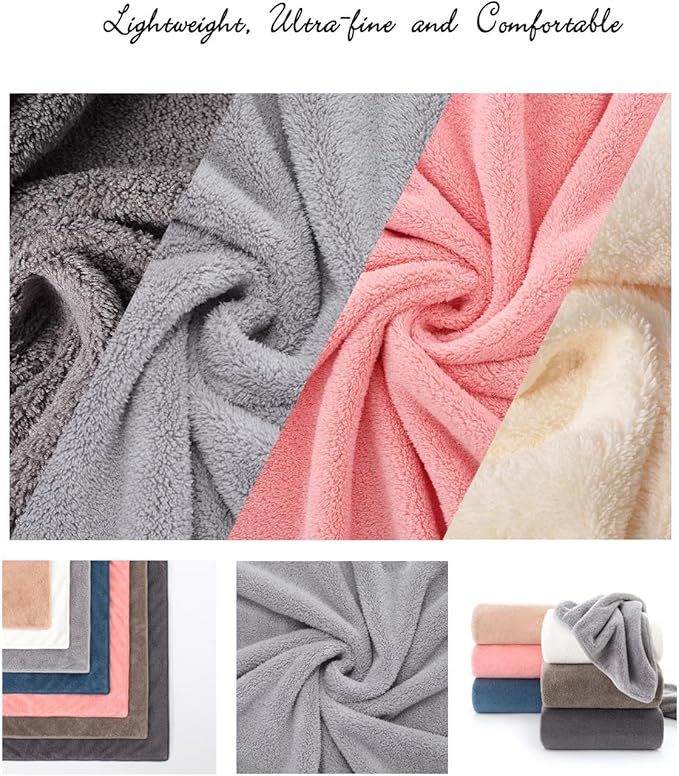 Lumimi Towels 6 Piece Multicolour Soft Microfiber Bath Towel Set Incredibly Absorbent Lightweight Quick Dry and Durable, 55" L x 27" W, 6 Pack White Dark Light Grey
