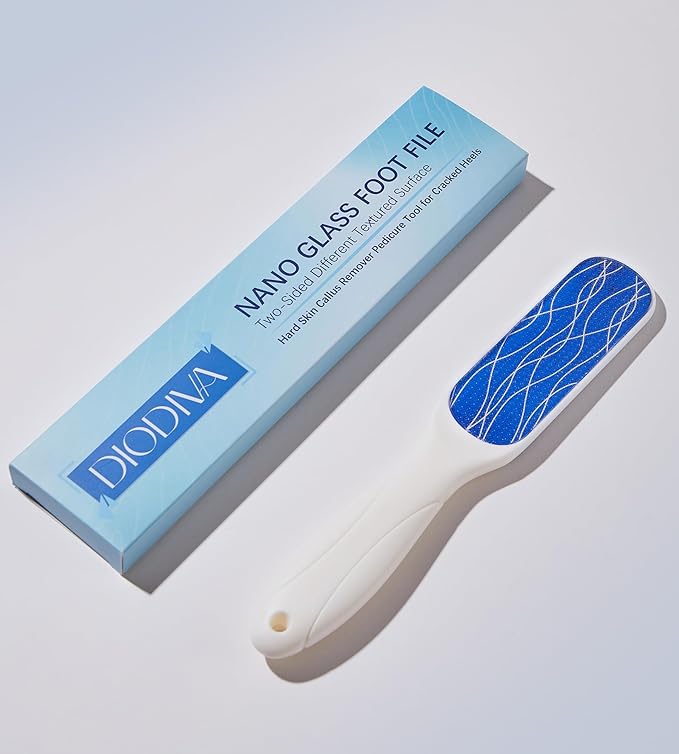Nano Glass Foot File, Double-Sided Foot Callus Remover Feet Scrubber Hard & Dead Skin Hygienic Pedicure Tool in Shower Heel Scraper for Cracked Heels Smooth Feet Care Lima para Los pies (White)