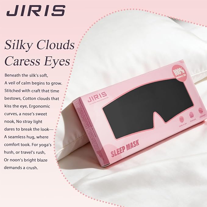 Silk Sleep Eye Mask for Side Sleeper Men Women, Eye Mask Sleeping 100% 22 Momme Pure Mulberry Silk for Night Sleep,Travel, Face-Hugging Padded Eye Cover for Sleeping with Adjustable Band-Black
