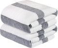JML Large Bath Towels Set of 2, Microfiber Bath Towel for Body, 30" x 60", Oversized, Soft, Super Absorbent, Fast Drying, Use for Sauna, Shower, Pool, Sport, Fitness, Yoga, Waffle Stripe Grey