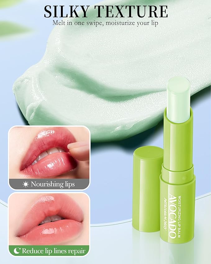Lip Balm Set-8pcs Avocado Hydrating Lip Balm, Moisturizing Soothing Care Lip Moisturizer, Improve Dry & Chapped Lips, Colorless Non-Sticky Lip Primer, Women's Day Lip Care Gift Kit for Women Girl