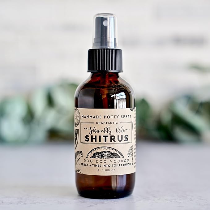 Stocking Stuffer Funny Toilet Spray - 4 Fl Oz Citrus Scent – Funny Gag Gift Ideas For Adult Men And Women - Naturally Traps Odors with Essential Oils