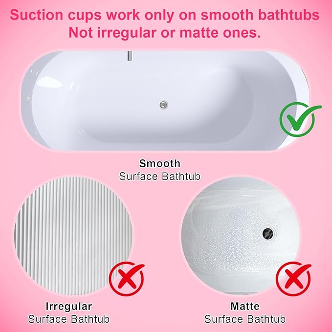 Flgocexs Bubble Bath Mat,Full Body Waterproof Spa Mat for Bathtub, 6-Speed Bubbles, Remote Control & Non-Slip Suction Cups for Home Relaxation Pink+White